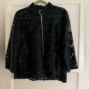 NINE WEST Black Lace Zip-Up Jacket - Size 12 NWOT